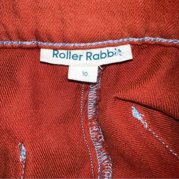 Roller Rabbit Elle Twill Wide Leg High Rise Cropped Pants Terra Cotta 10 NWT - Picture 13 of 16